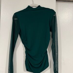 Adrianna Papell Teal Ruched Long Sleeve Blouse